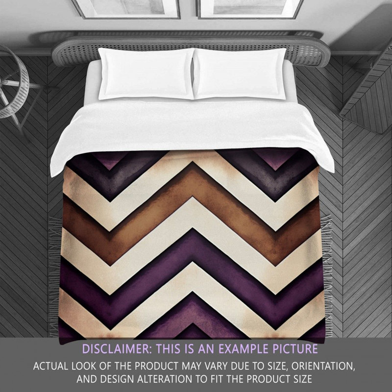 Checkered Comforter, Twin Extra Long Comforter, Brown/Purple Chevron