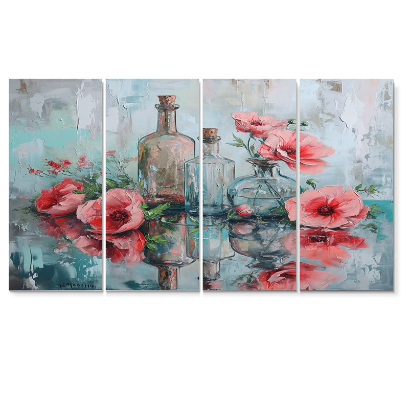 Wason - Ensemble de 4 décorations murales florales, H 28 po x l 48 po