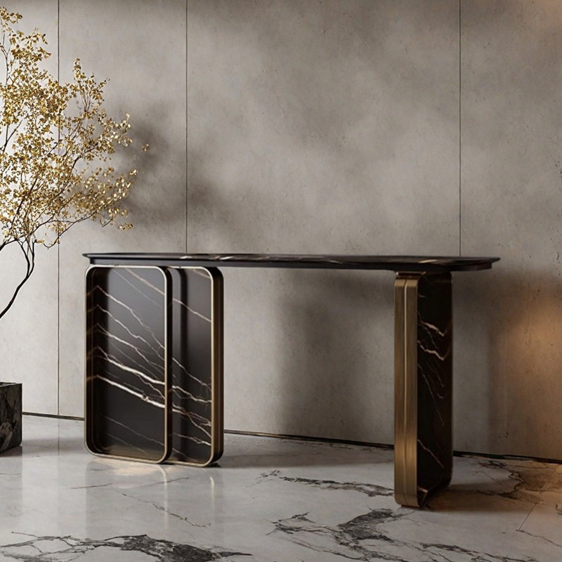 Simple Luxury Console Table, 34.65" H x 62.99" W x 15.75" D, Black