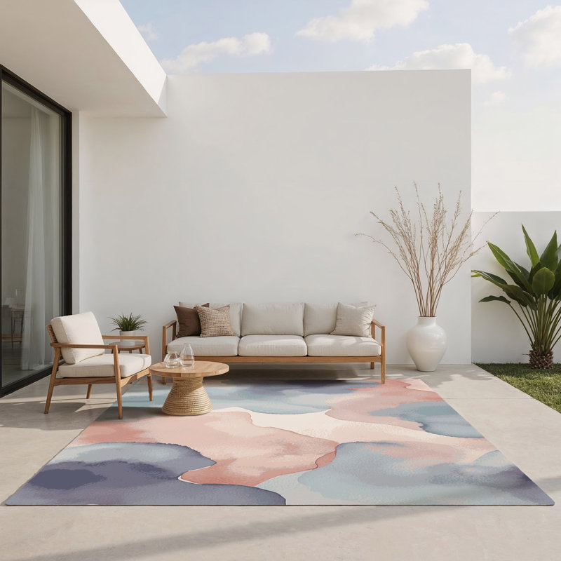 Tapis intérieur et extérieur Whispering Tides, Rectangle 5 pi x 7 pi