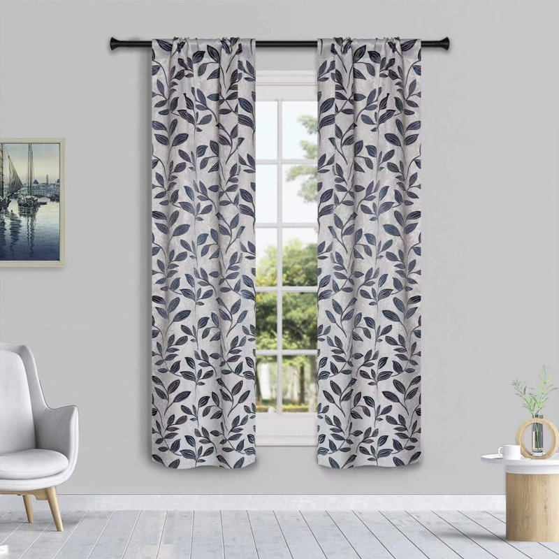  Rideaux obscurcissant et occultant 100% polyester, Blanc / Bleu marine, L 36 po x L 84 po