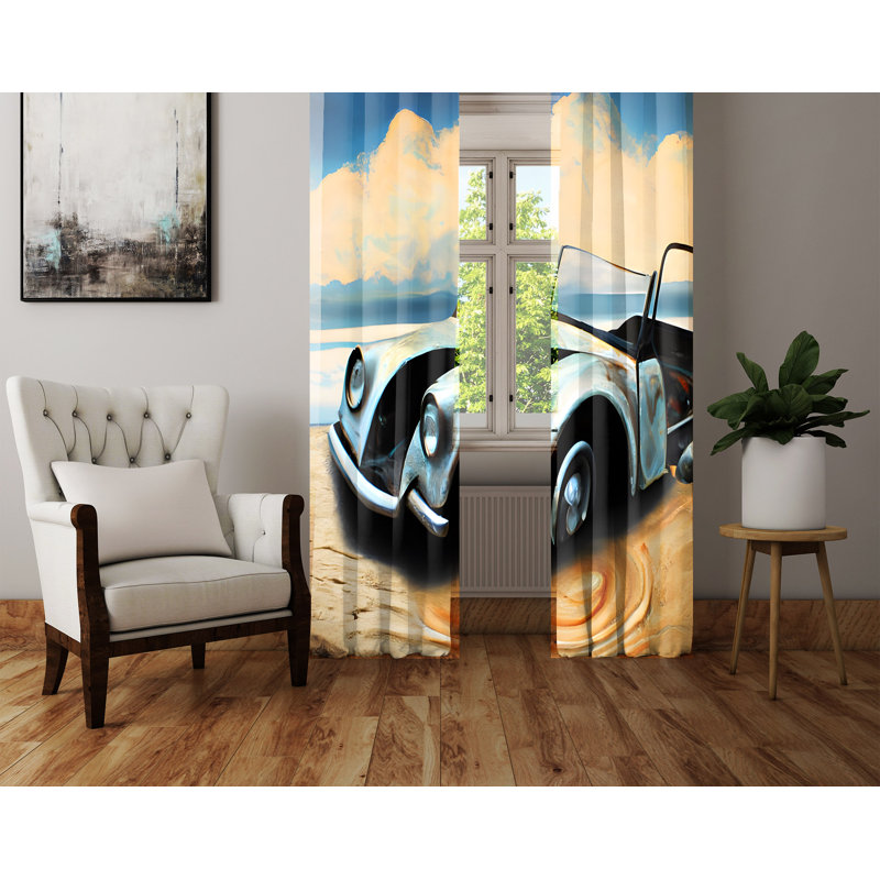 Paire de rideaux semi-transparents en polyester Baltej, L 20 po x L 52 po