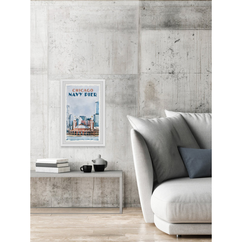 Chicago Navy Pier - Cadre photo, reproduction d'art sur papier, H 18 po x l 12 po x 1,5 po