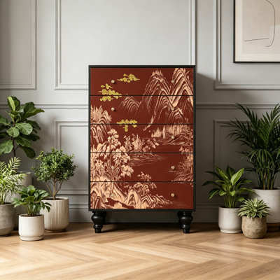 Commode 5 tiroirs de style chinois