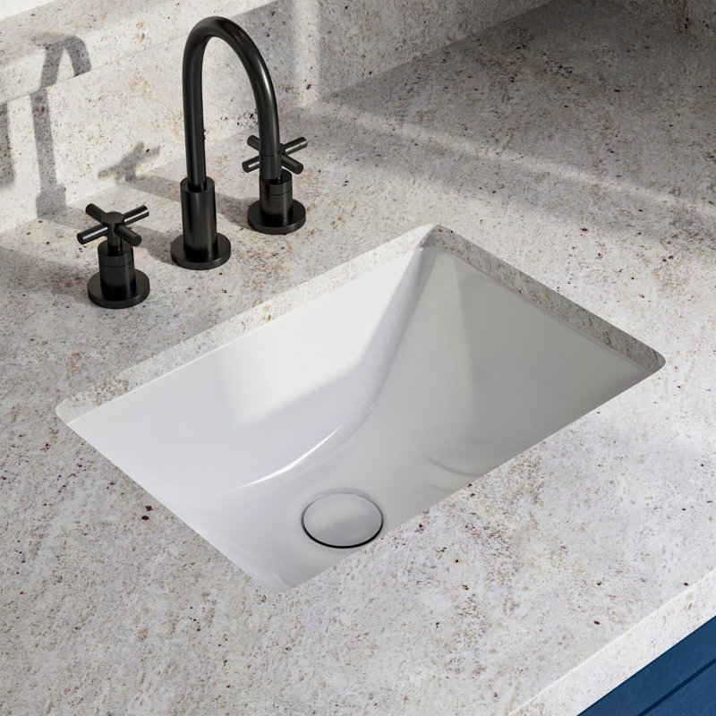 Lavabo de salle de bain rectangulaire encastrable en céramique blanche 18 "avec trop-plein 8" x 13 "