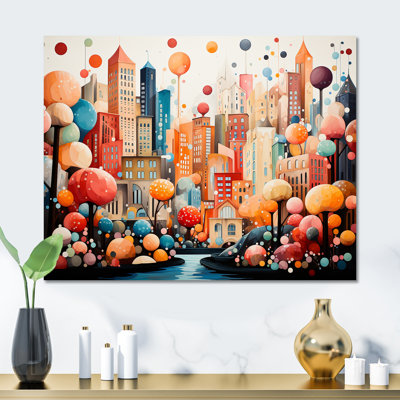 Popart Urban Cityscape III - City Art Deco Metal Wall Art