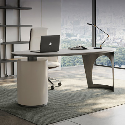 62.99" Grey Rectangular Manufactured Wood with 3 drawers desk
