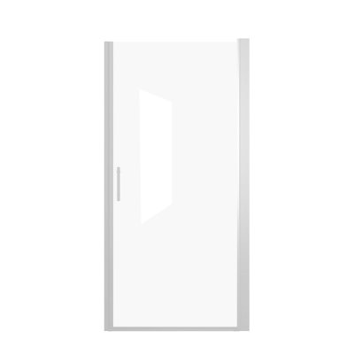 Porte de douche pivotante en aluminium avec demi-cadre en verre trempé de 1/4 po de 6 mm, poignée en acier inoxydable, porte battante