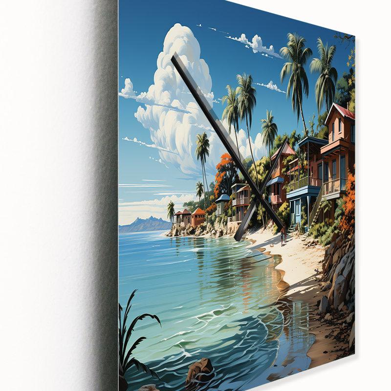 Beach Tropical Vibes - Beach Wall Clock, 32" H x 16" W x 1" D