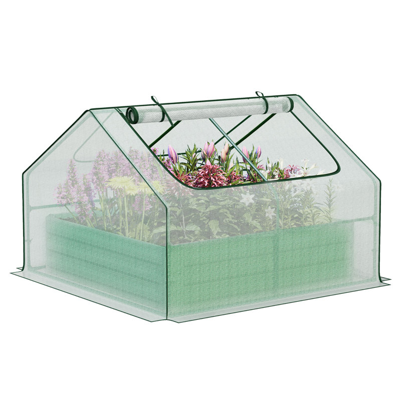 Mini serre surélevée 4,2 x 4,2 x 3 pi, Blanc