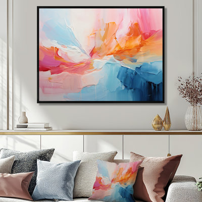 «Pink Bliss Sunset Celebration», art mural abstrait