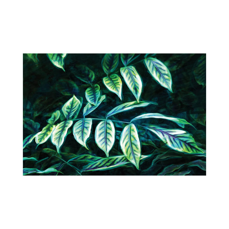 «Electric Leaves» par Mlli Villa - peinture sur toile tendue, H 26 po x l 40 po x 1,5 po