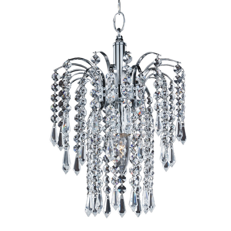 Cascade 1 - Light Chrome Unique/Statement Pendant, Signature Clear Crystal