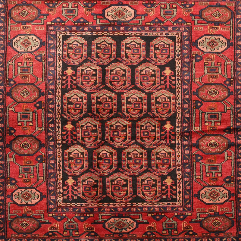 Tapis orange / brun / beige Southwestern, Carré 4 pi