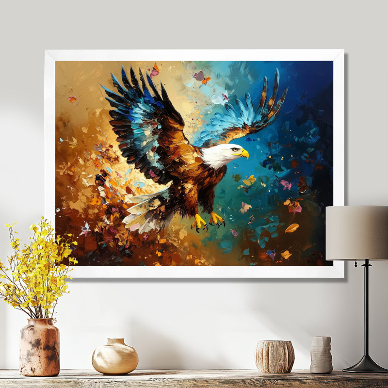 «Soaring Eagle Freedom II», art mural Aigle, H 16 po x l 32 po, Reproduction encadrée d'une seule photo sans pass, Blanc