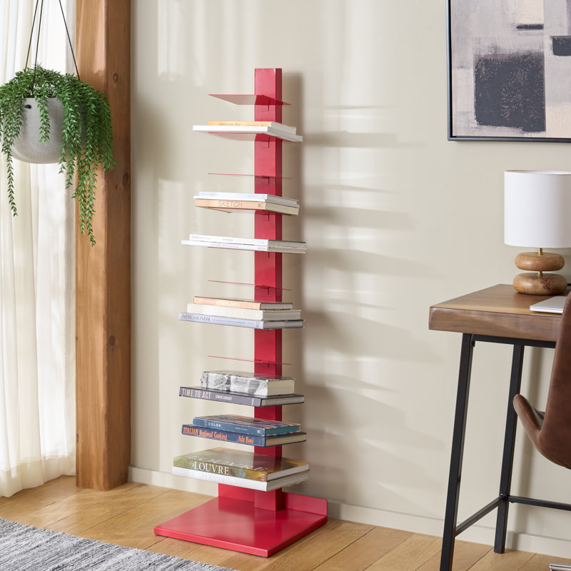 St Catherine Bookcase, Red, (11 Shelves) 55.25" H x 16" W x 14" D