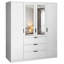 Modern 4 Door 3 Drawer Mirrored Wardrobe Bedroom Furniture with Hanging Rail & Storage Drawers-383668541