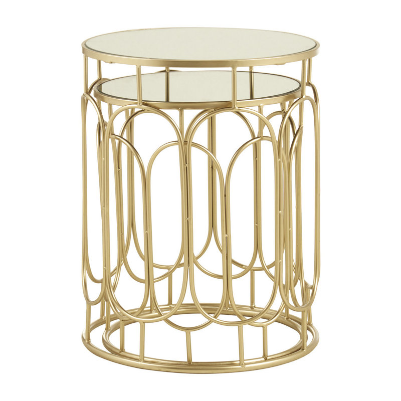 Elmdale Glass Top Drum Nesting Tables