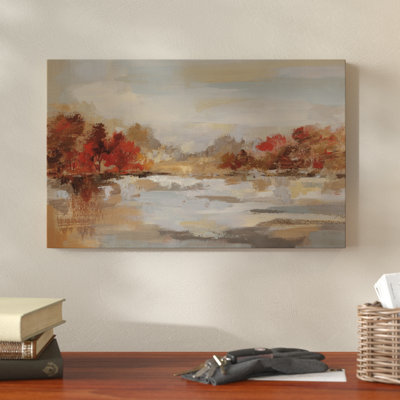 « late automne reminiscense crop », reproduction de peinture à l’acrylique sur toile tendue gris/brun clair/brun/orange