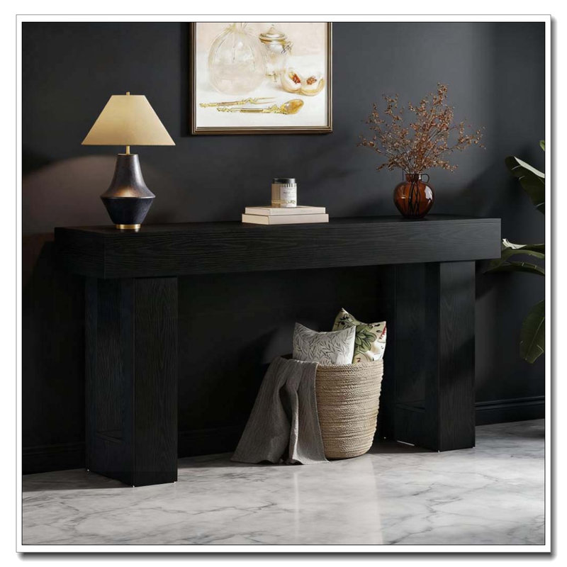 Wooden Console Table, Sofa Side Table, Living Room Table, Black