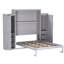 Grand lit pliable gris avec 2 garde-robes et tablette de rangement, cadre de lit plateforme multifonctionnel pour la chambre à coucher, structure en bois - invités, conception à compartiments-1671518674-1671518673