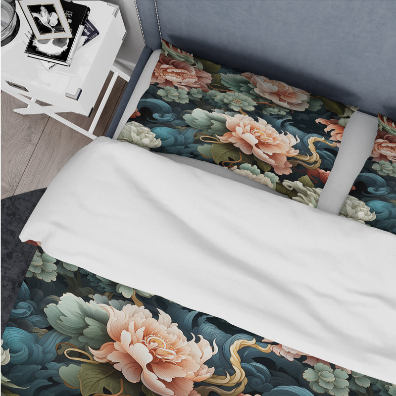 King Floral Dragon Symbolism Microfiber Duvet Cover Set