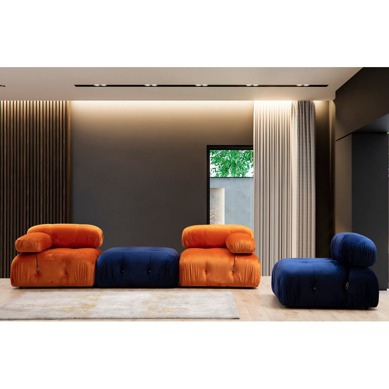 Élégant canapé 1 place, revêtement orange, 37,4 po x 37,4 po x 29,5 po | Structure en bois de hêtre et en carton, tissu 100% polyester | Mousse souple 28 po pour le confort, dossier et accoudoirs amovibles | Parfait pour les salons modernes et les hôtels