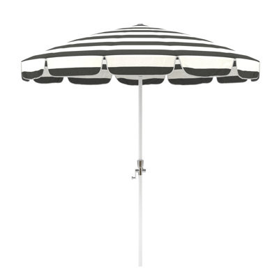 8.5' White Patio Umbrella With Fibreglass Ribs And Collar Tilt In Cabana Classic Sunbrella