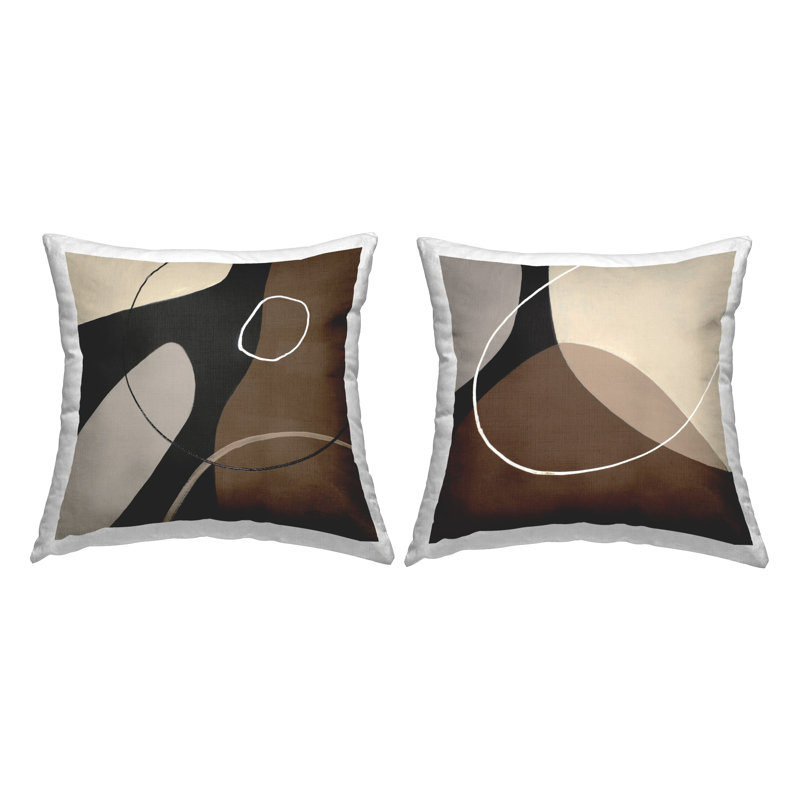 Classic Abstract Shape Neutral Tone Decorative Print Throw Pillow by Patricia Pinto (Set of 2)