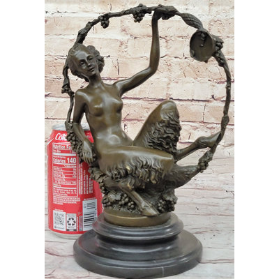 Nude Female Faun In Wreath Of Vines Bronze Sculpture Statue Art After Aurore Onu