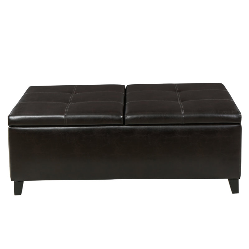 Mengel Faux Leather Ottoman, Brown Faux Leather