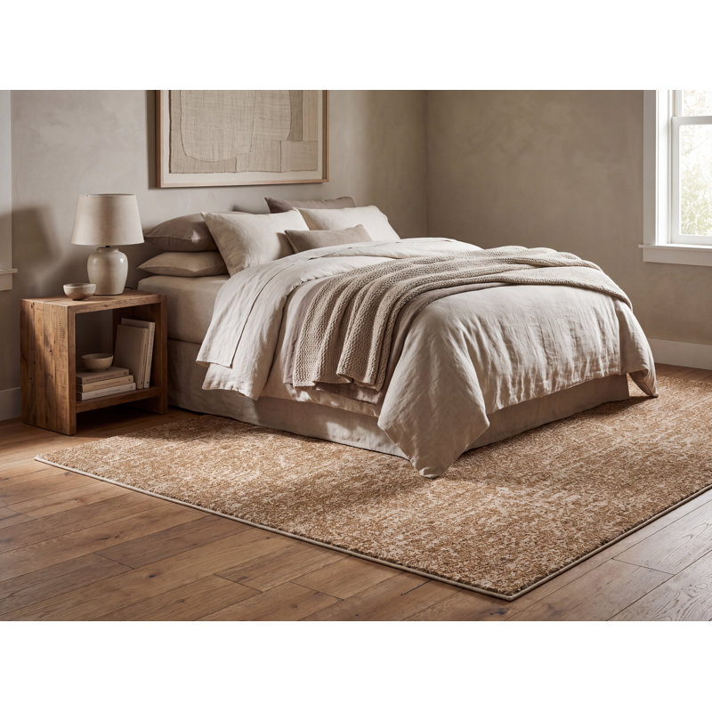 Tapis tissé à la machine, Medium Brown, Rond 7 pi 10 po