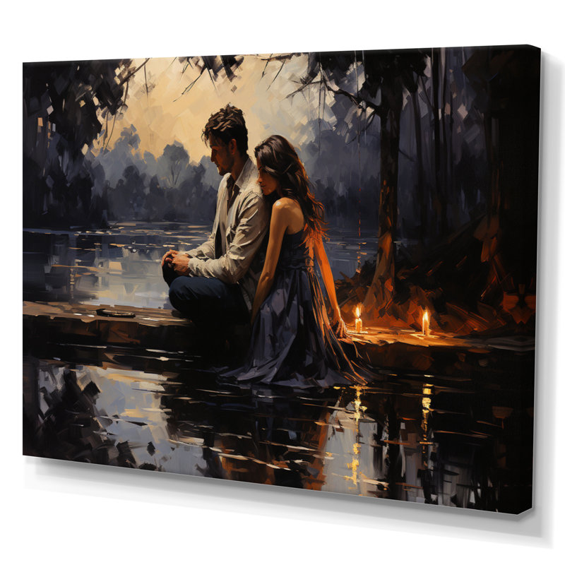 «Romantic Couple Landscape Glimpse I», reproduction d'art sur toile, H 30 po x l 40 po x P 1,5 po, Toile tendue