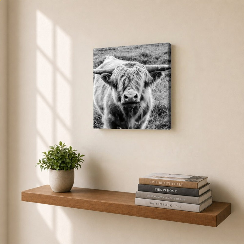 «Highland Cow Staring Contest» par Nathan Larson - impression sur toile, H 24 po x l 24 po