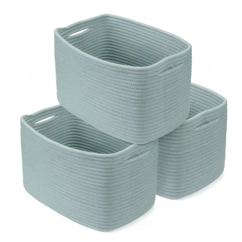 Cotton Rope Storage Basket Bins, Green