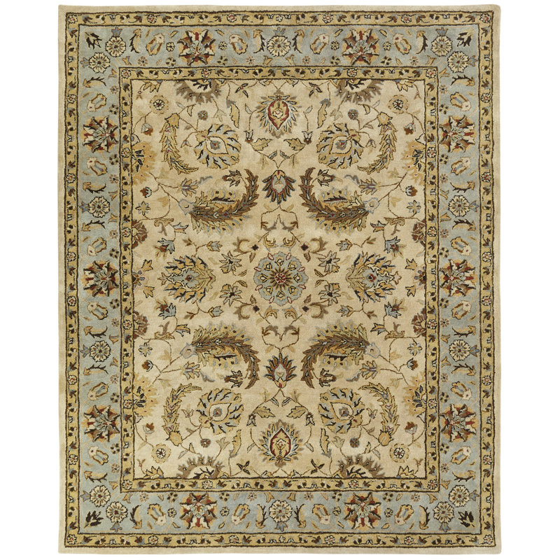 Wool Oriental Area Rug in Beige, Rectangle 9'6" x 13'6"