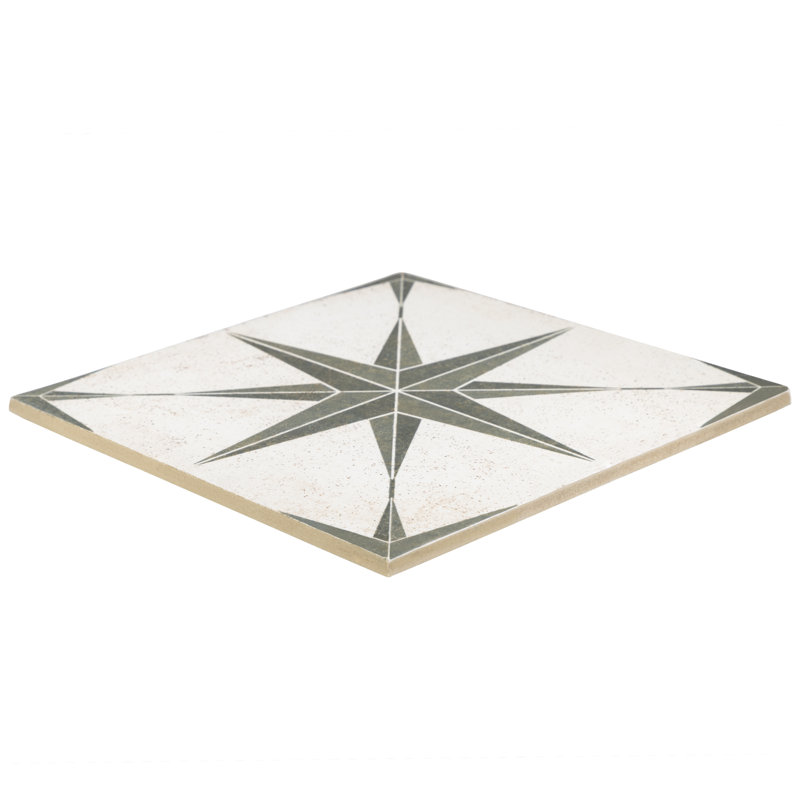 8.86" x 8.86" Porcelain Patterned Wall & Floor Tile, Green