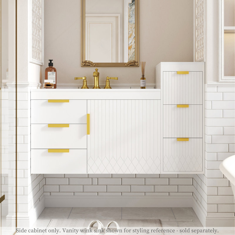 Armoire murale flottante, armoire latérale de 12 pouces avec tiroirs, armoire multifonctionnelle pour salle de bain, salon (meuble-lavabo non inclus)