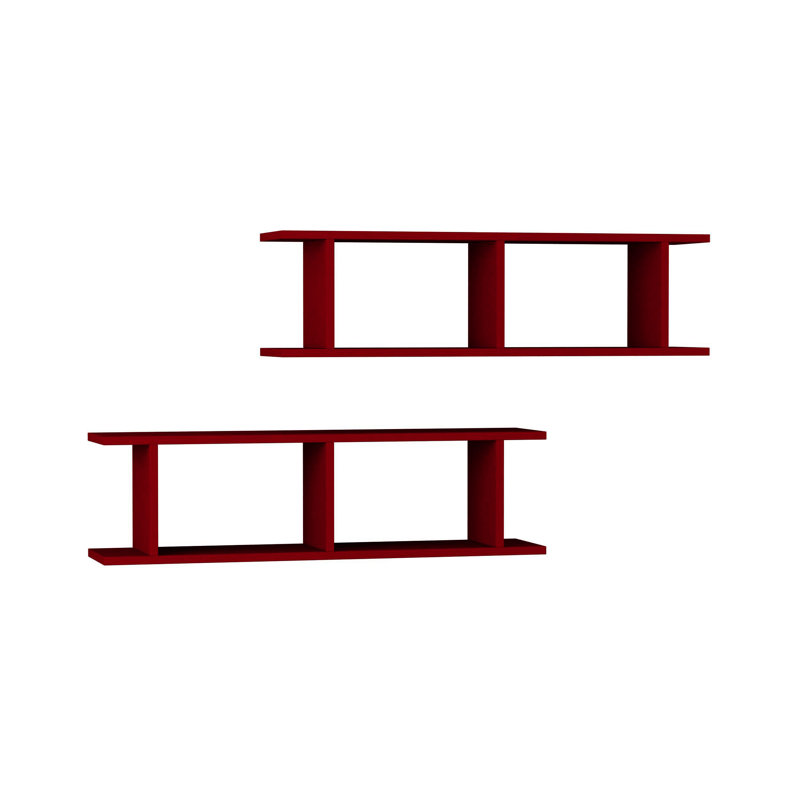 2 Piece Floating Shelf, Burgundy