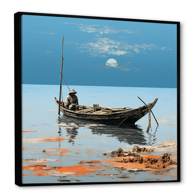 Coucher de soleil privé sur toile, H 24 po x l 24 po x P 1 po, Cadre flottant noir