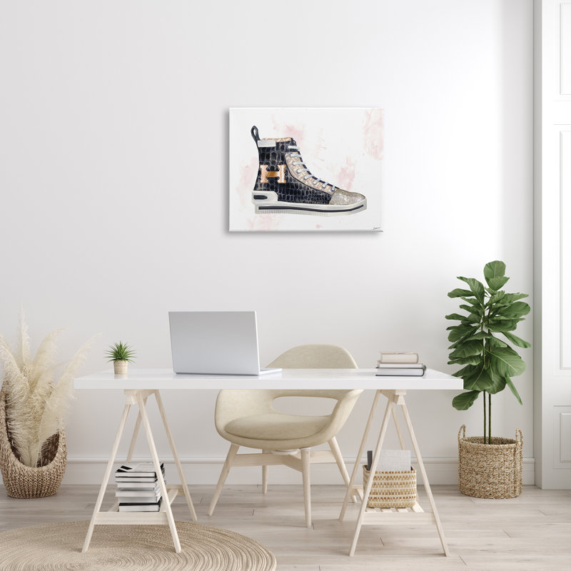 Glam Snake Embossed Sneaker Illustration, mode avant - impression, H 24 po x l 30 po, Toile tendue