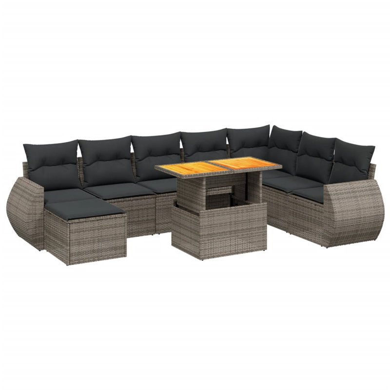 Vidaxl Garden Sofa Set Poly Rattan Large Adjustable Armrests