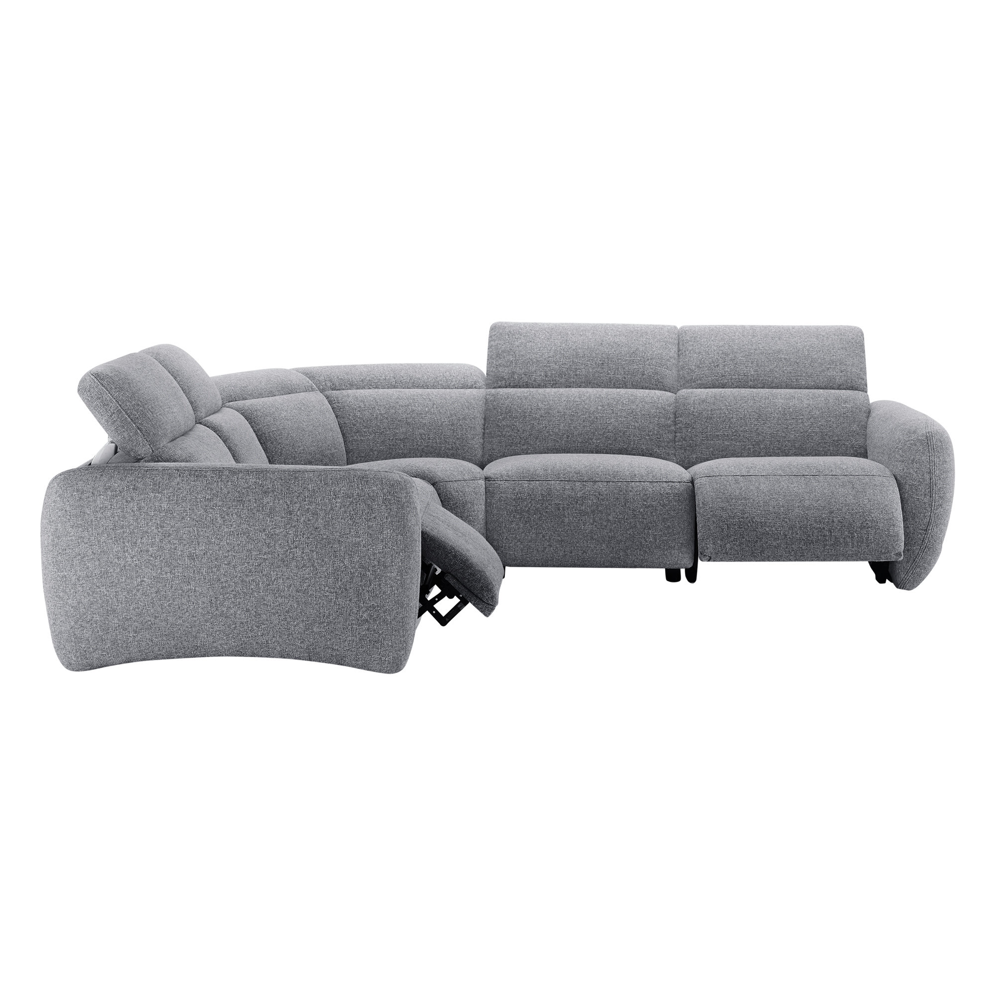 Astro 5-Piece Upholstered Power Reclining Sectional, Gray Polyester Blend