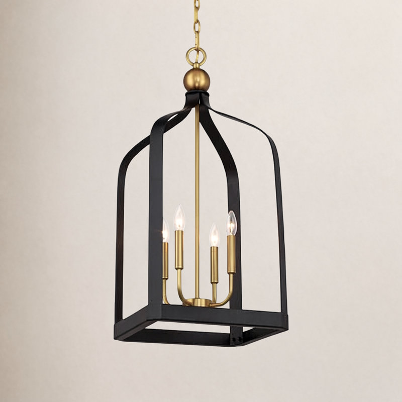 Kenmore Metal Chandelier, Black, 32" H x 15" W x 15" D, 4 Lights
