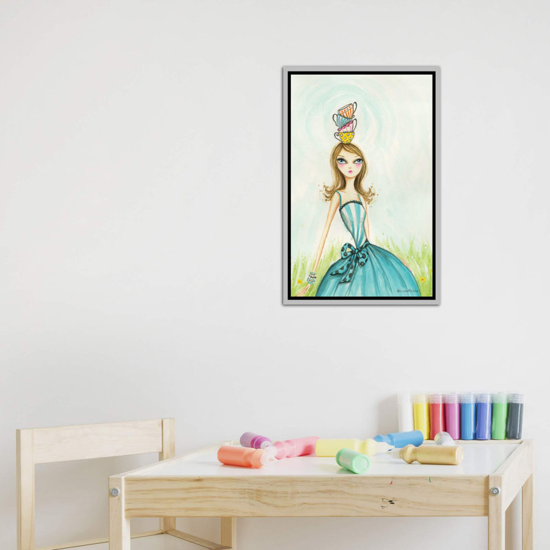 Art de noël à thé, H 26 po x l 18 po x P 1,5 po, Toile avec cadre argenté
