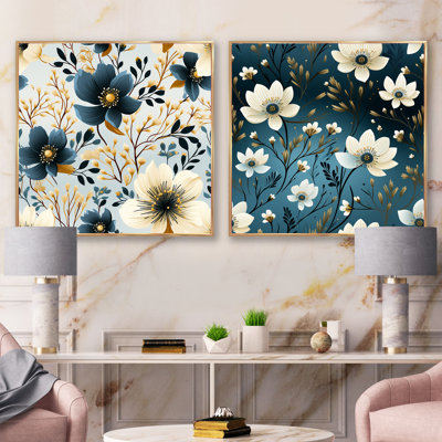 Flavie - Ensemble de 2 collages carrés floraux