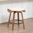 Deering Modern Upholstered Faux Leather 360° Swivel Stool with Curved Wood Legs-1215229340