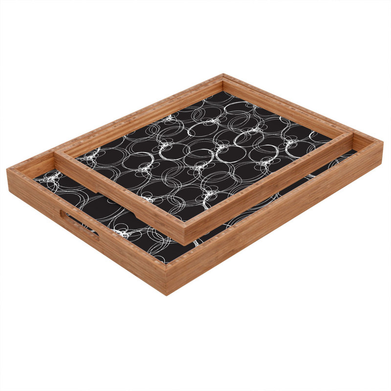 Plateau à cercles, Noir / Blanc, H 1,75 po x l 18 po x P 14 po