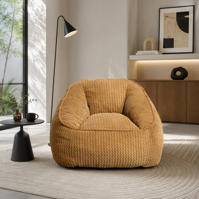 Pouf géant en velours côtelé avec rembourrage en mousse souple, canapé de sol rond pour adultes, adolescents et chambres d'enfants