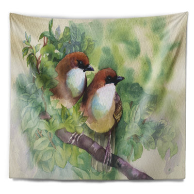 Tapisserie animaux oiseaux de printemps